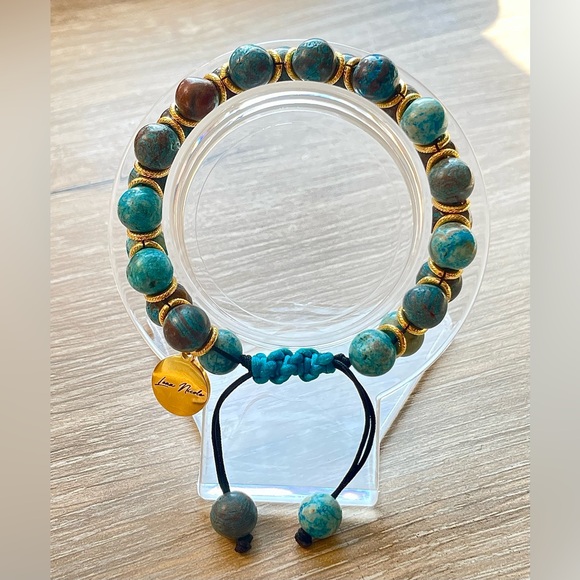 🌟 Handmade agate gemstone beaded turquoise bracelet - Picture 4 of 5